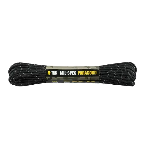 Linka Paracord 3,6 mm M-Tac 550 Mil-Spec - 15m - Black Reflective | Sprawdzony produkt