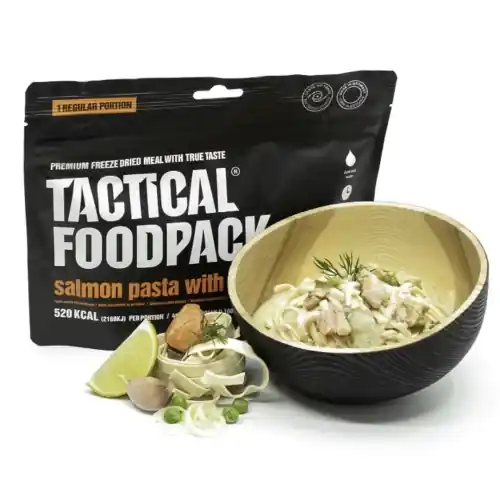 Źywność Liofilizowana Długoterminowa Danie TacticalFP Makaron z Łososiem z Białym Winem 385 g - Zostało niewiele