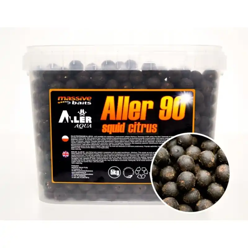 Oferta specjalna | Kulki Massive Baits Boilies Aller 90 Squid Citrus 18mm 5kg