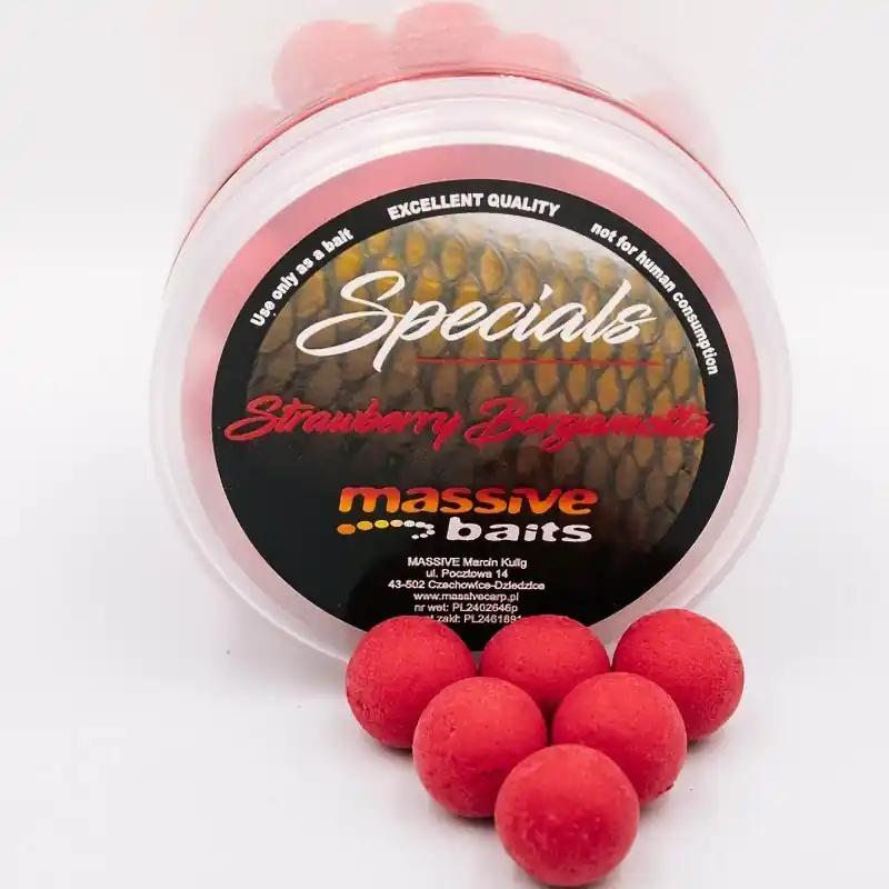 Cena specjalna - Kulki Massive Baits Special Pop-Ups 11mm Strawberry Bergamotta 200ml