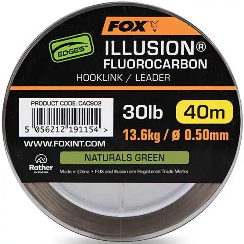 Hit sprzedażowy | Fluorocarbon Fox Edges Illusion 30lb 13.6kg 0.50mm 40m Naturals Green