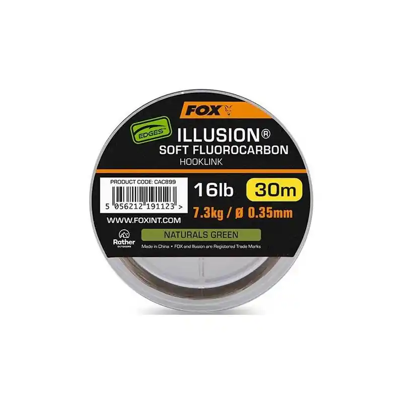 Taniej | Fluorocarbon Fox Edges Illusion Soft 16lb 0,35mm 30m Naturals Green
