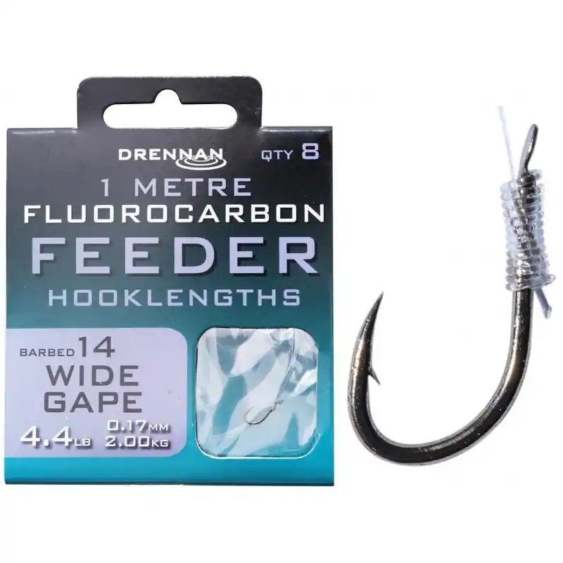 Wyprzedaż - Przypony Drennan Fluorocarbon Feeder 1m Wide Gape roz.14