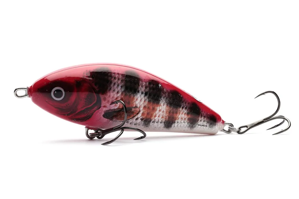 Obniżka - WOBLER SALMO FATSO SINKING 10cm - HOLO RED HEAD STRIPER