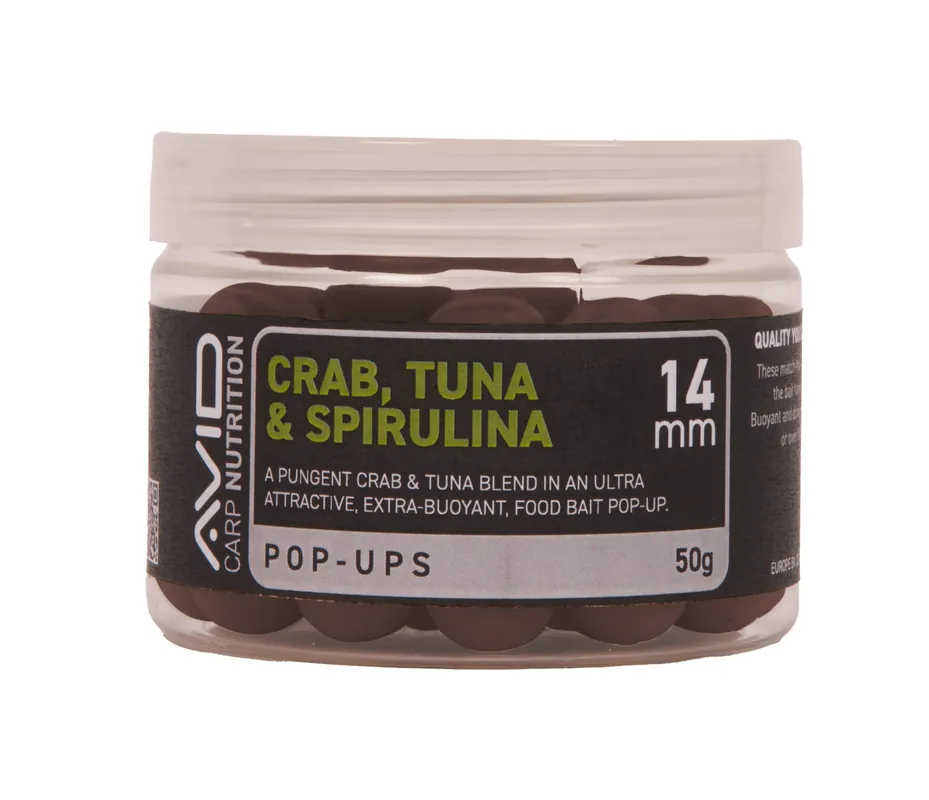 Bezpieczna płatność - KULKI POP-UPS AVID CARP NUTRITION 14mm - CRAB TUNA & SPIRULINA
